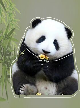 花花大熊猫花花摆件摇头摆件
