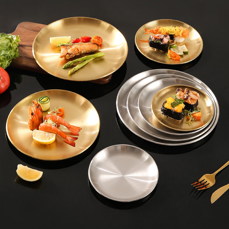 Stainless Steel Barbecue Plate Household Plate Barbecue Tray Dish Baking Plate Thickened Dish Bone Plate Spitting Bone Plate