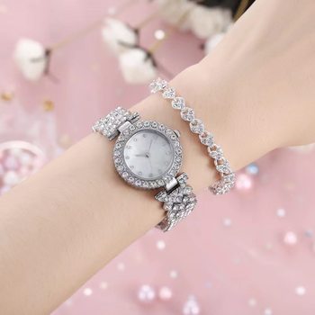 Spot Watch Internet Celebrity Cross-border TikTok Explosions Simple Digital Small Dial Women's Diamond Quartz Bracelet Watch for Students