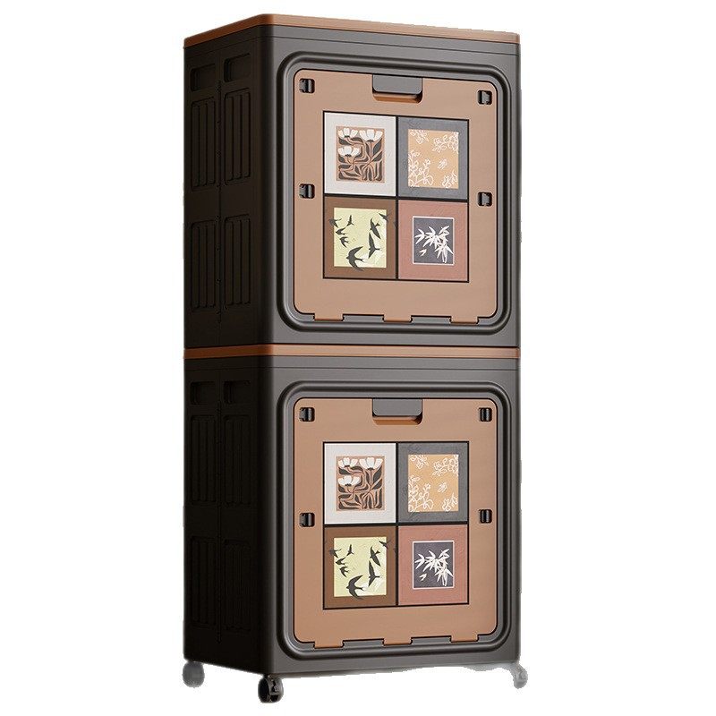 Household Clothes Storage Box Large Capacity Flip-Top Foldableable Mid-Century Style Storage Box with Wheels for Clothes and Quilts