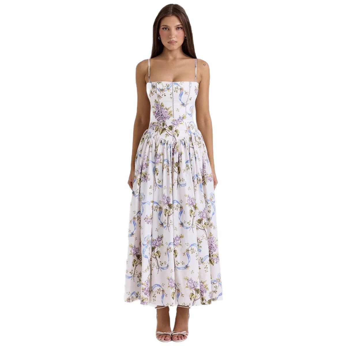 Floral Slip Dress Elegant Slim Fit Soft Fabric Perfect for Spring Summer Occasions Wholesale Available