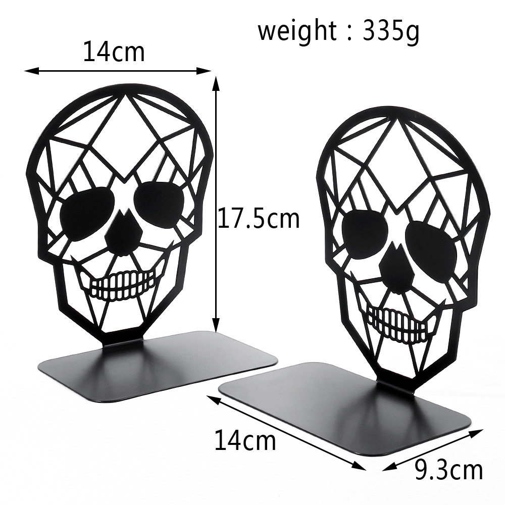 Creative skull metal cutting book stand hollow craft desktop bookshelf student desktop storage decorative bookend wholesale