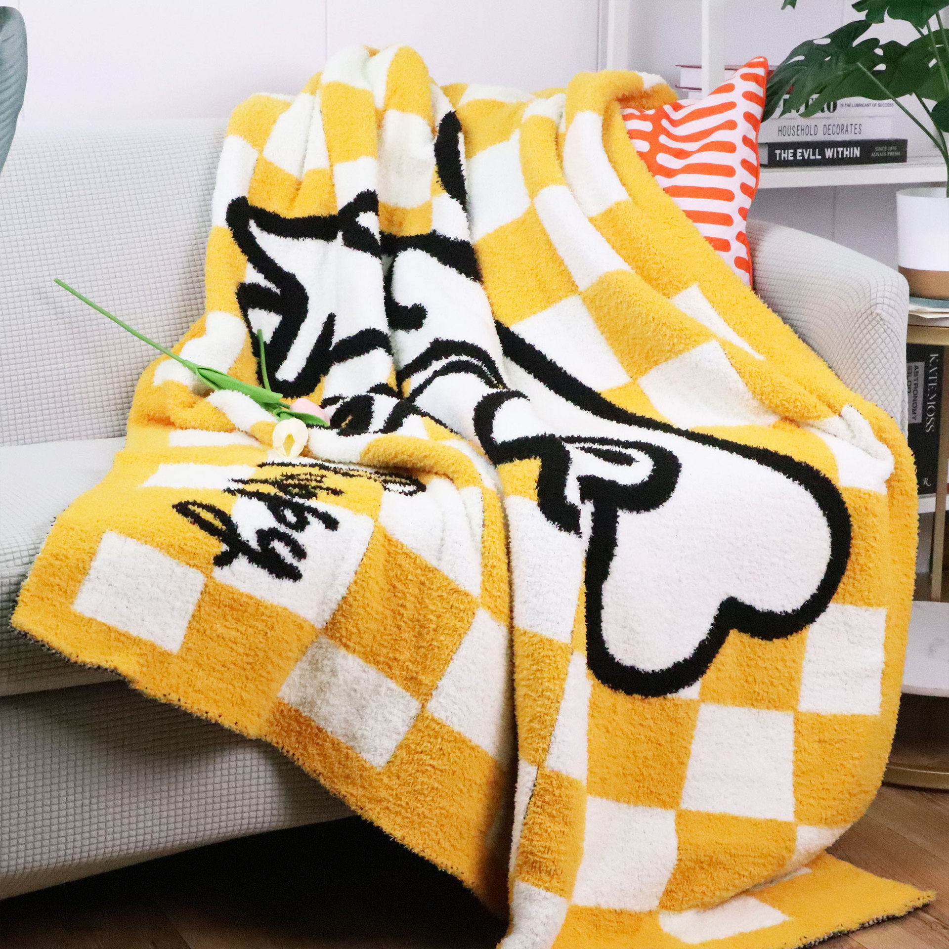 Puppy Half-Velvet Sofa Blanket Air-Conditioned Room Warm Shawl Blanket Office Nap Simple Knitted Thread Blanket Blanket