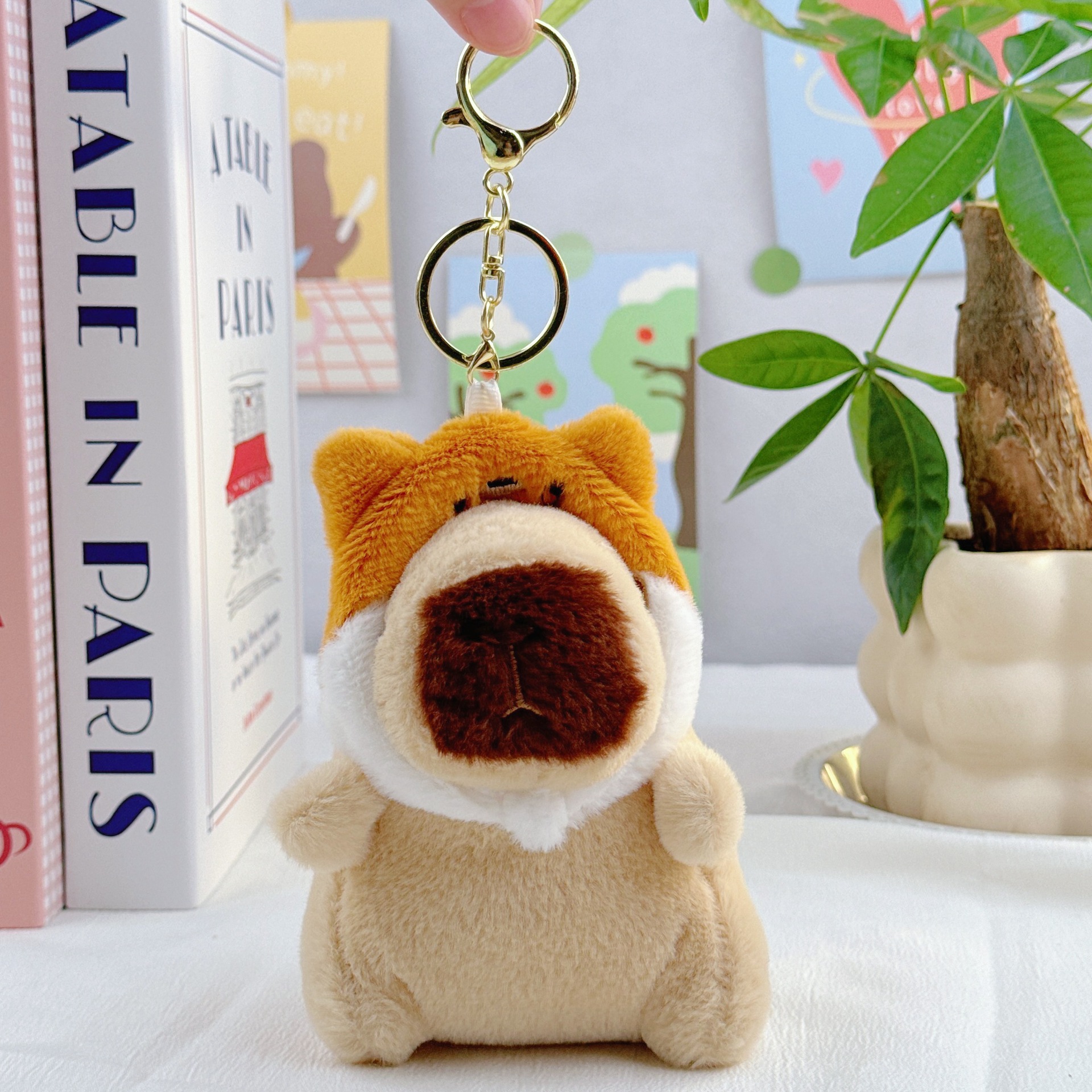 可爱卡皮巴拉公仔水豚鼠毛绒玩具玩偶钥匙扣书包挂件抓机娃娃批发