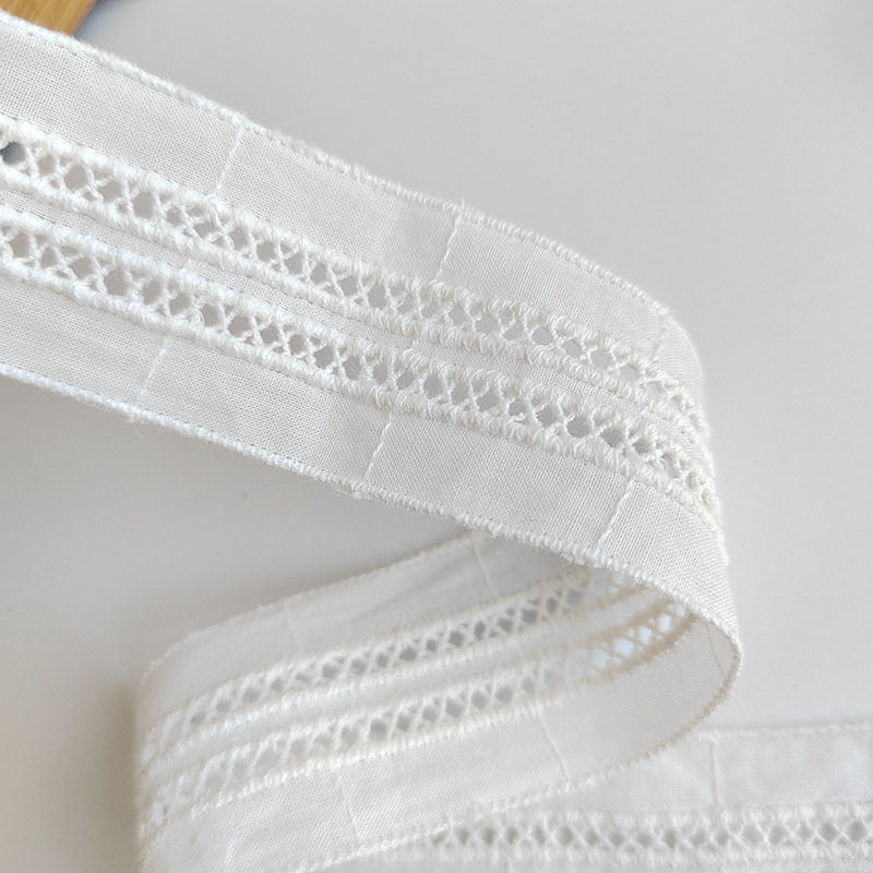 Double Row Stair Hole Cotton Lace Small Barcode Cotton Embroider Lace Square Cut Out Embroider Lace Clothing Accessories