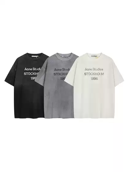 Trendy Brand 1996 Washed and Distressed a Letter Print High Street Long-Sleeve Loose Unisex Couple Cross-Border T-Shirt
