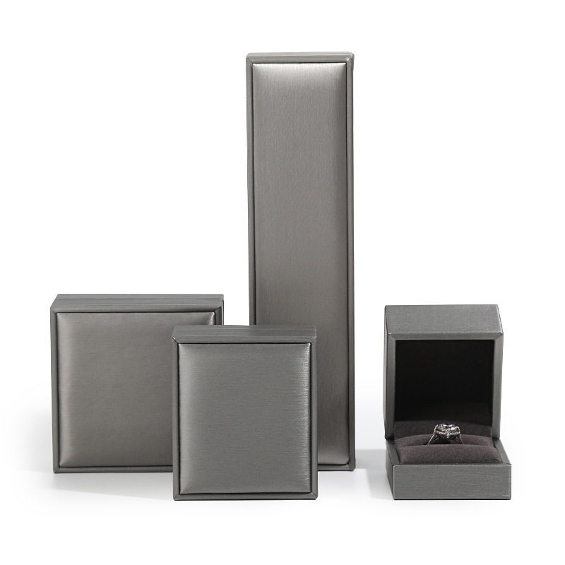 Brushed PU leather jewelry box ring pendant bracelet box ring packaging box custom jewelry packaging box in stock wholesale