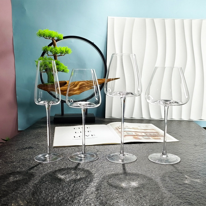 Red Wine Glass Transparent Burgundy Lead-Free Crystal Glass Big Belly Goblet Bordeaux Glass Concave Bottom Wine Glass
