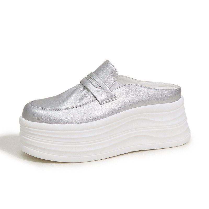 Giày thể thao nữ đế xuồng platform gót siêu cao 8 cm — Trắng, Bạc