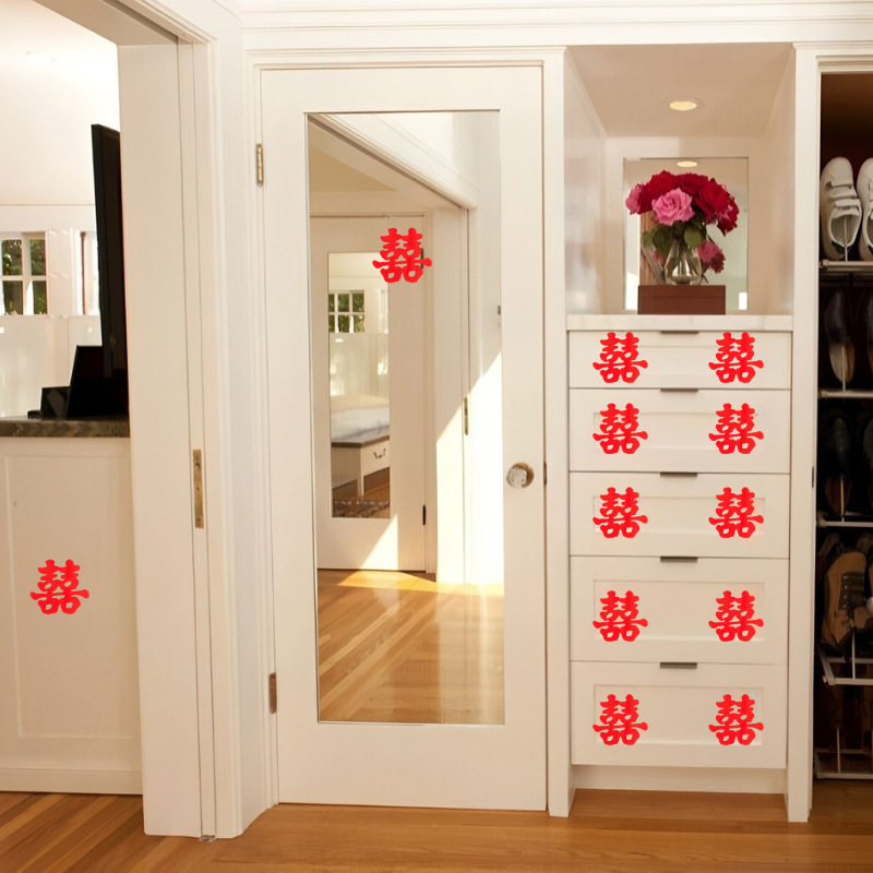 Wedding Room Stair Handrail Decoration Steps with Happy Words Stickers, Happy Word Arrangements, Wedding Supplies, Special Cabinets with Small Happy Words