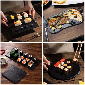 Black Rock Dinner Plate Natural Slate Dinner Plate Japanese Slate Steak Dinner Plate Western Restaurant Dessert Sushi Plate