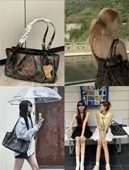 Guangzhou High Version Empress Tote Bag Vintage Checkered Underarm Bag for Women High-End Saturn Bowling Bag for Women