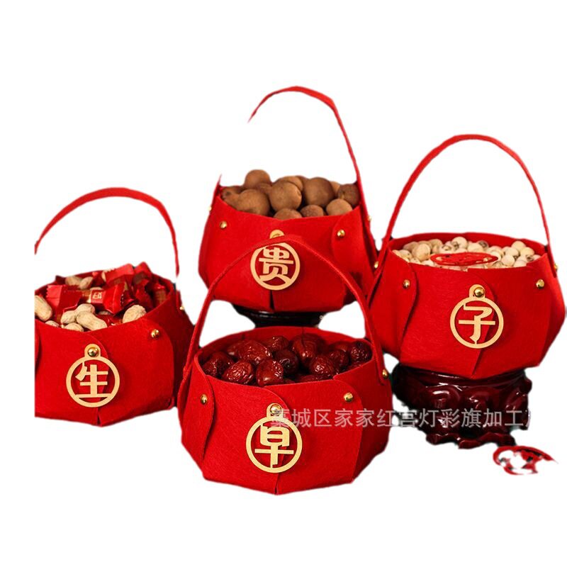 Early Childbirth Mold Portable Basket Pressbed Ornaments Wedding Bed Doll Ornaments Dried Fruit Boxes Wedding Banquet Wedding Ornaments