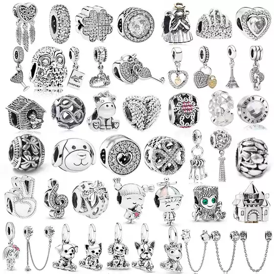 silver Charm Beaded Pendant Suitable for Making Bracelet Bracelet Necklace Ladies Children Gift Yiwu Factory Wholesale