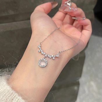 New Blue Water Jade Angel's Tears Necklace Smile Zircon Clavicle Chain Pure Light Luxury High-end Girlfriend Gift