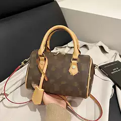 Cross-Border Vintage Boston Small Handbag for Women 2026 New Model, Elegant Printed Versatile Fashion Shoulder Crossbody Bag
