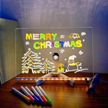DIY Erasable Transparent Acrylic Board Lamp Desktop Table Lamp Led Luminous Night Light Board Wholesale Hand-Painted Atmosphere Lamp