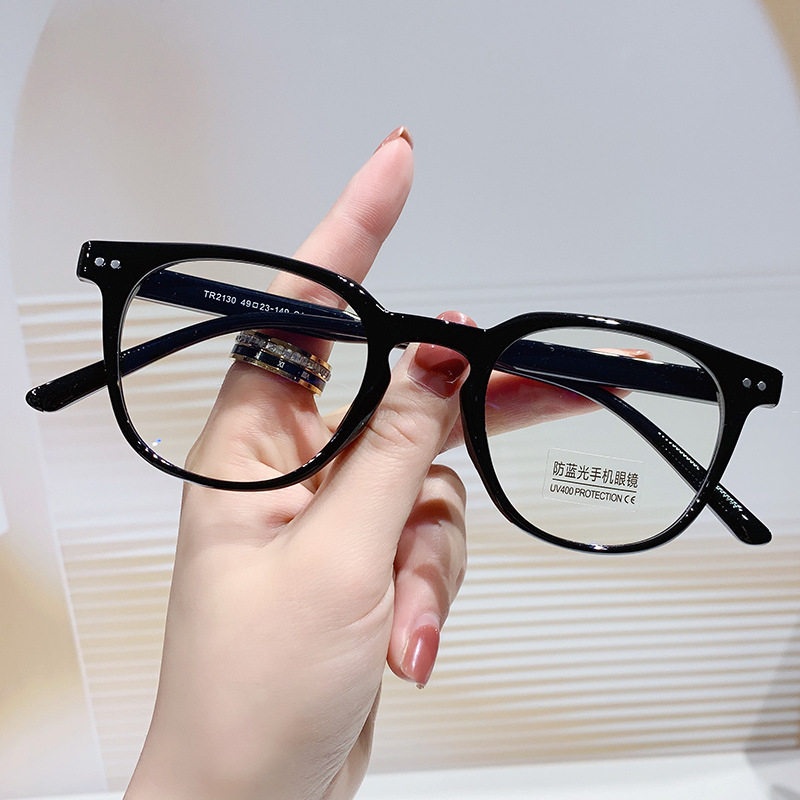 New Retro TR90 Small Frame Glasses Frame Red Riding Book Same Style Women's Trendy Plain-made Fashion Anti-blue Glasses 2130