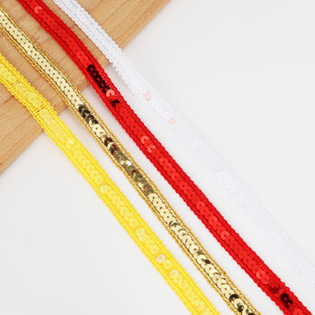 Factory Direct Sales Spot Supply Single Row 1.2cm Sequin Lace Colorful Environmentally Friendly Sequin Clothing Accessories