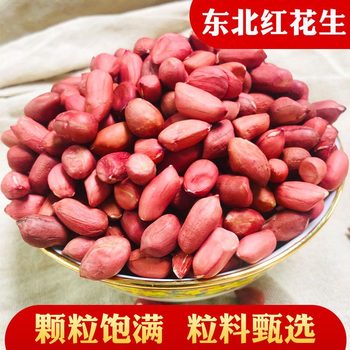 Xinhonghe Northeast Organic Raw Peanuts with Red Skin, Four Red Peanut Kernels, Fresh Red Skin Shelled, High-Quality New Goods