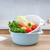 Double-layer Plastic Draining Basket Kitchen Round Fruit Basket Household Storage Water Filter Vegetable Washing Basin Simple Creative Vegetable Washing Basket