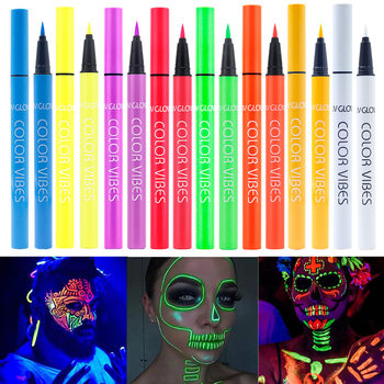 Cross-border candy color fluorescent eyeliner body painting Christmas party luminous face color matte waterproof sweat lasting
