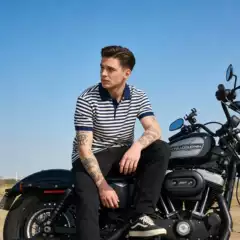 Okonkwoss Summer Men's Thick Stripesd Short-Sleeved Polo Shirt 230g Heavy Lapel T-Shirt Sea Soul Shirt