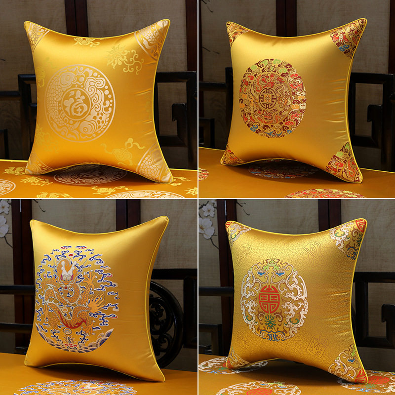 Chinese Classical Jacquard Pillow Case Redwood Sofa Pillow Living Room Cushion Cover Removable and Washable Core-Free Backrest Cover
