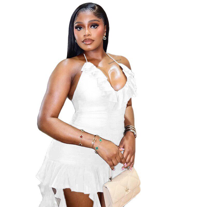 Elegant Backless Mini Dress Sexy Bodycon Silhouette V Neck Halter Neck Waist Cinching Perfect for Parties or Night