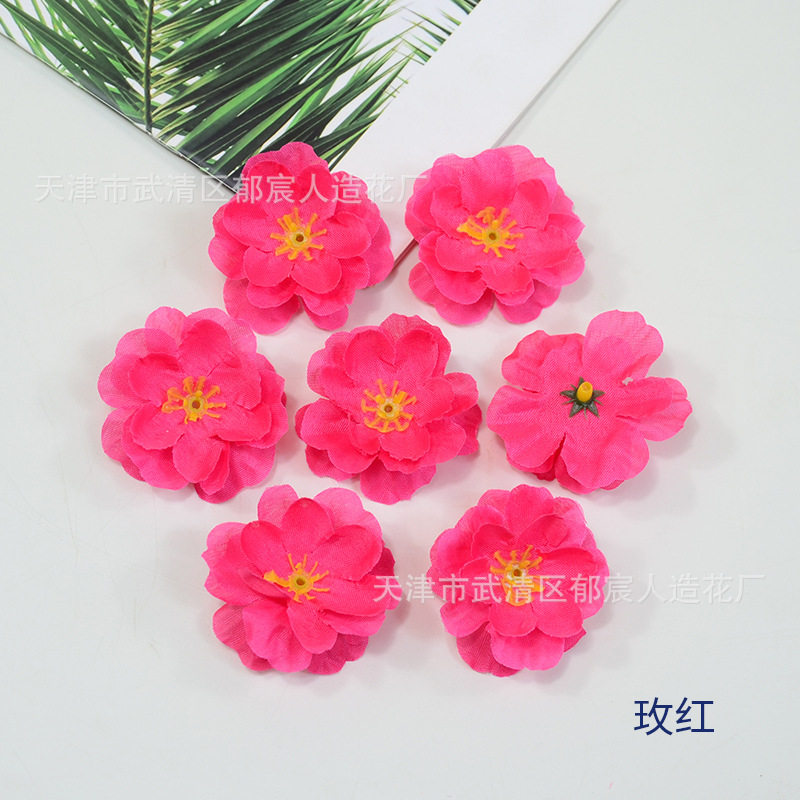 桃花花朵批发婚礼撒花簪花装饰梅花绢布花头舞蹈服道具花蛋糕假花