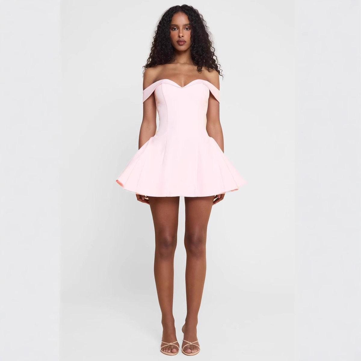 Elegant Off Shoulder Mini Dress Fashionable Solid Color Slim Fit Summer Style Wholesale Available