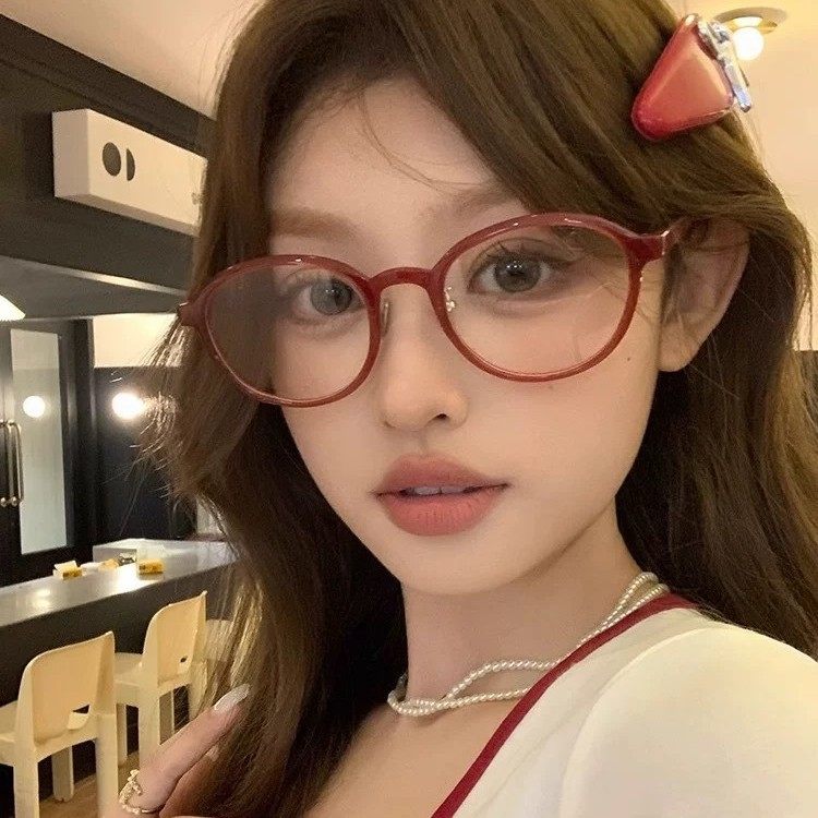 Red Glasses Frame Women's Sunglasses Polarized High-End Makeup Artifact Old Money Style Eye Frame Retro American Sunglasses