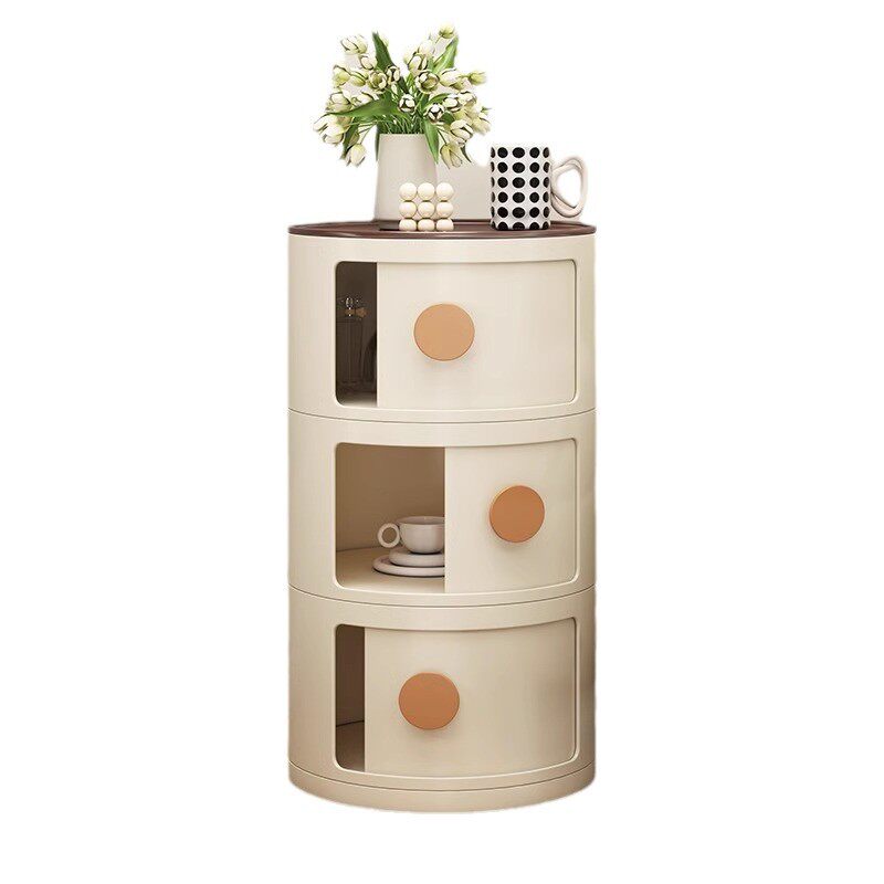 Creative Multi-layer Cylindrical Bedside Table Modern Simple Small Narrow Multi-layer Bedroom Storage Cabinet Ornaments Storage Cabinet