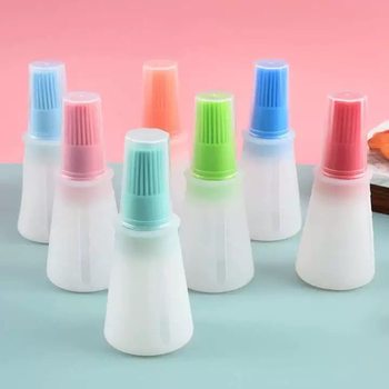 High Temperature Resistant Barbecue Oil Bottle Brush Outdoor Barbecue Brush with Bottle Cap Visible with Scale Soy Sauce Brush Non-Shedding Brush Oil Pot