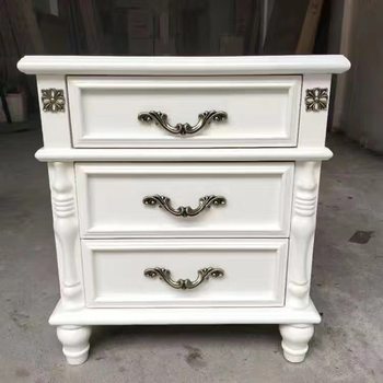 9C American Solid Wood Pastoral Nightstand Three-smoking Bedroom European-style Carved Retro Bedside Cabinet Modern Simple Full-length Storage