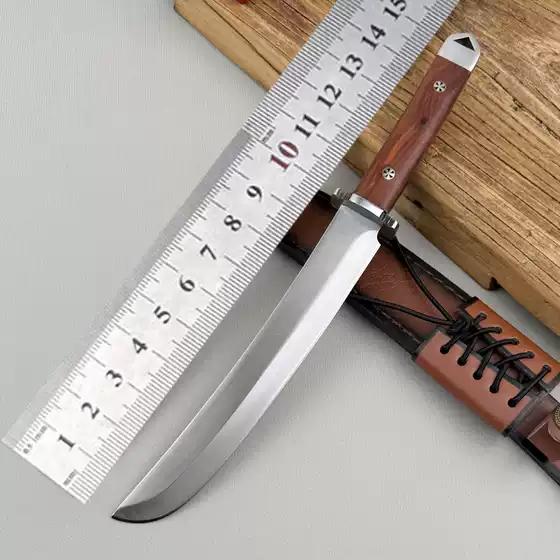 All-Steel High-Hardness Firewood Camping Knife Fishing Hiking Outdoor Knife Steel Tail Integrated Keel Samurai Knife Fruit Straight Knife
