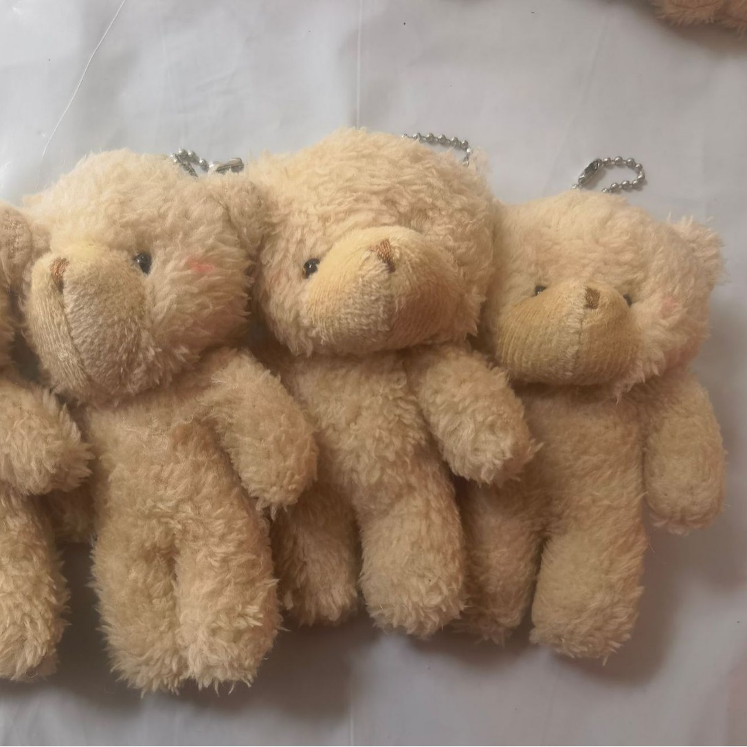 新款可爱腮红连体熊毛绒小熊珠链手机挂件12公分小熊