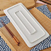 Western-Style Tableware Flat Tray Creative Rectangular Sushi Plate Cake Plate Baking Plate Pure White Ceramic Plate