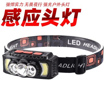 Induction led headlight head mounted night fishing fishing mini COB strong light outdoor small headlight Type-C charging cross border