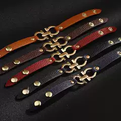Simple and Stylish Bracelet Wholesale, Goddess Ins Design, Leather Alloy Geometric Leather Bracelet, Personalized Hand Jewelry, Customizable