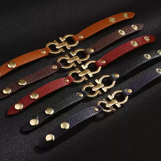 Simple and Stylish Bracelet Wholesale, Goddess Ins Design, Leather Alloy Geometric Leather Bracelet, Personalized Hand Jewelry, Customizable