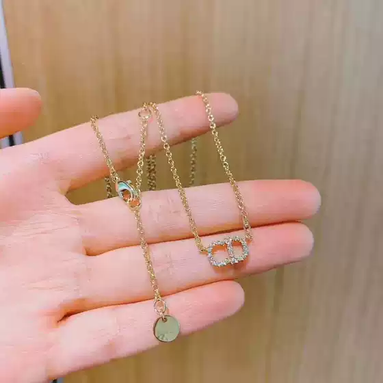 Dijia Necklace D CD Letters with Rhinestone Clavicle Chain Internet Celebrant Same High Version Necklace Jewelry for Girlfriend