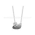 Gradient black swan white gold small necklace