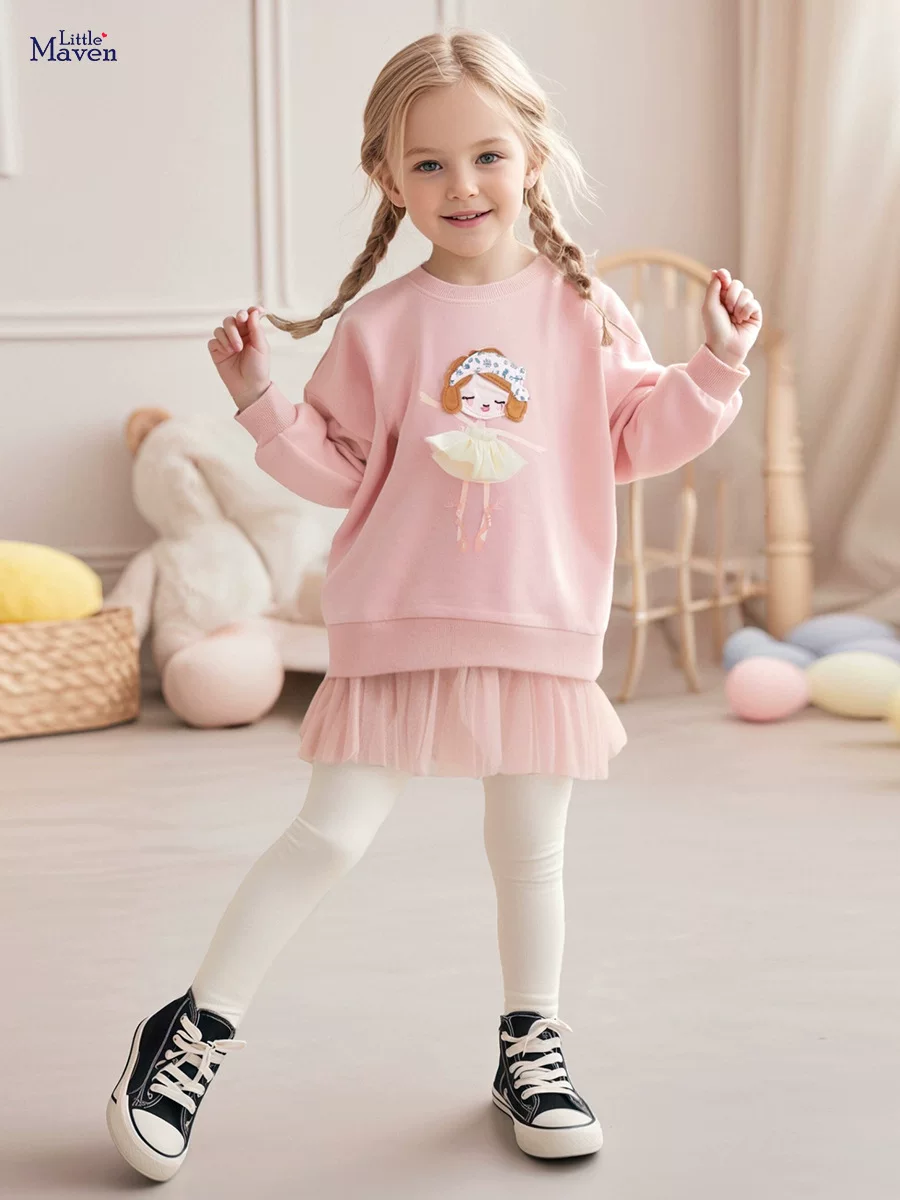 Girls' Hoodie Dress Set, Autumn Girls' Outfit, Kids' 2-piece Set