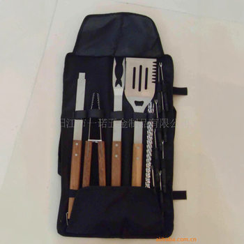 P-011Nd Bbq Tools Bbq Set, Bbq Fork Brush Clip, 16-Piece Set Wooden Handle Cloth Bag Combination Grill Tools