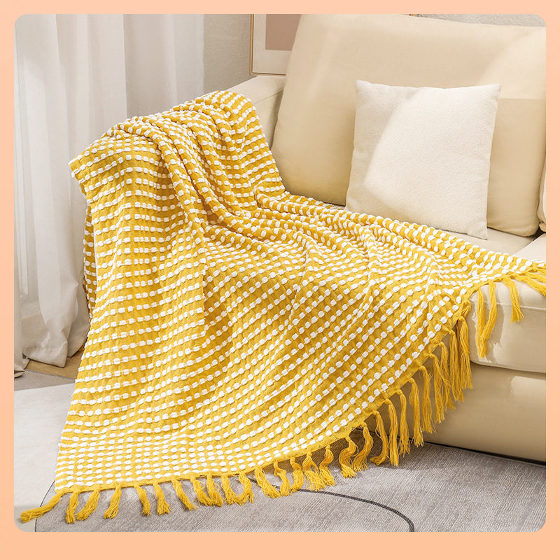 ✅ Chenille Knitted Blanket Office Summer Thin Blanket Sofa Blanket Bean Blanket Air Conditioning Blanket Bed End Blanket Woven Blanket
