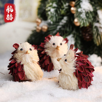Cross-Border Simulated Hedgehog Desktop Ornaments Straw Owl Handmade DIY Materials Kindergarten Creative Activity Decoration