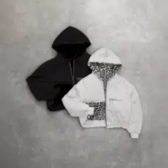 2025 New Retro Reversible Zip-Up Hoodie with Leopard Print, Loose-Fit Pullover for Women & Men
