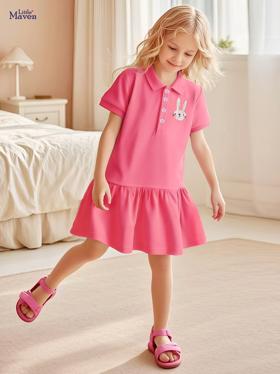 Short-sleeve Girls' Dress, Summer Cute Kids' Skirt, Cotton Kids' Dress