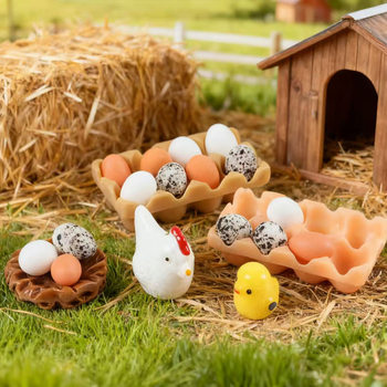 Miniature Scene Ornaments Resin Mini Egg Tray DIY Creative Crafts Cross-Border Supply Factory Direct Sales